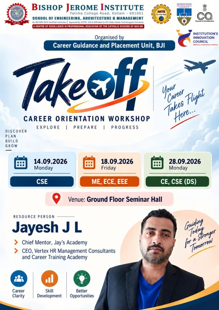 Take Off: Career Orientation Workshop at Bishop Jerome Institute, Kollam